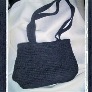 Roomy Navy Macrame Shoulder Sack